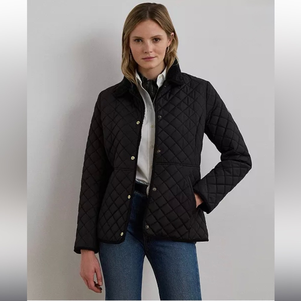 Lauren Ralph Lauren Faux-Sherpa-Collar Quilted Coat